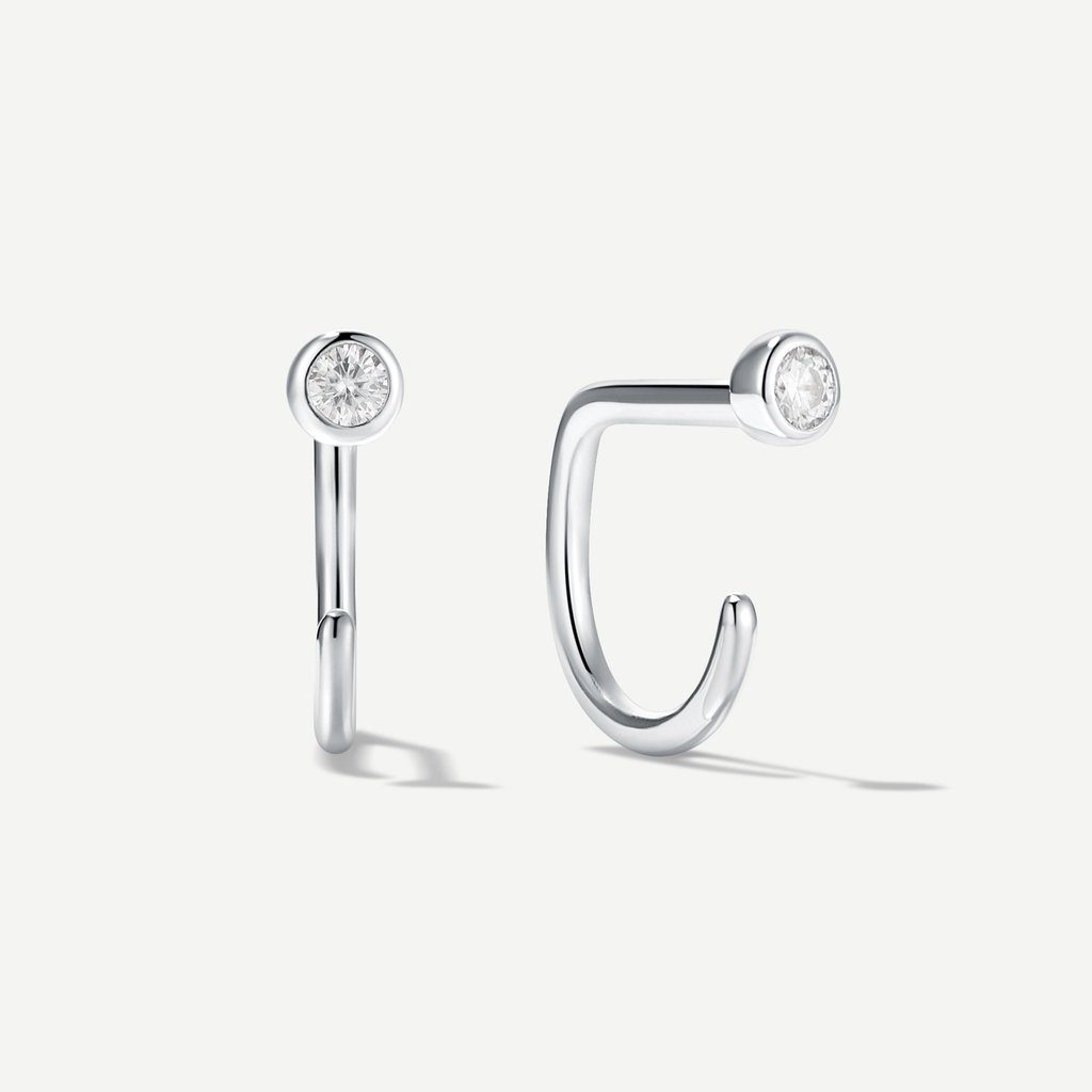 Stay Close Moissanite Bezel Hoops